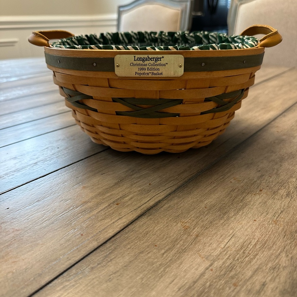 Longaberger Popcorn Basket - Brown and Green Accents